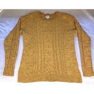 Old Navy Sweater Cable Knit Gold Mustard Yellow Size L